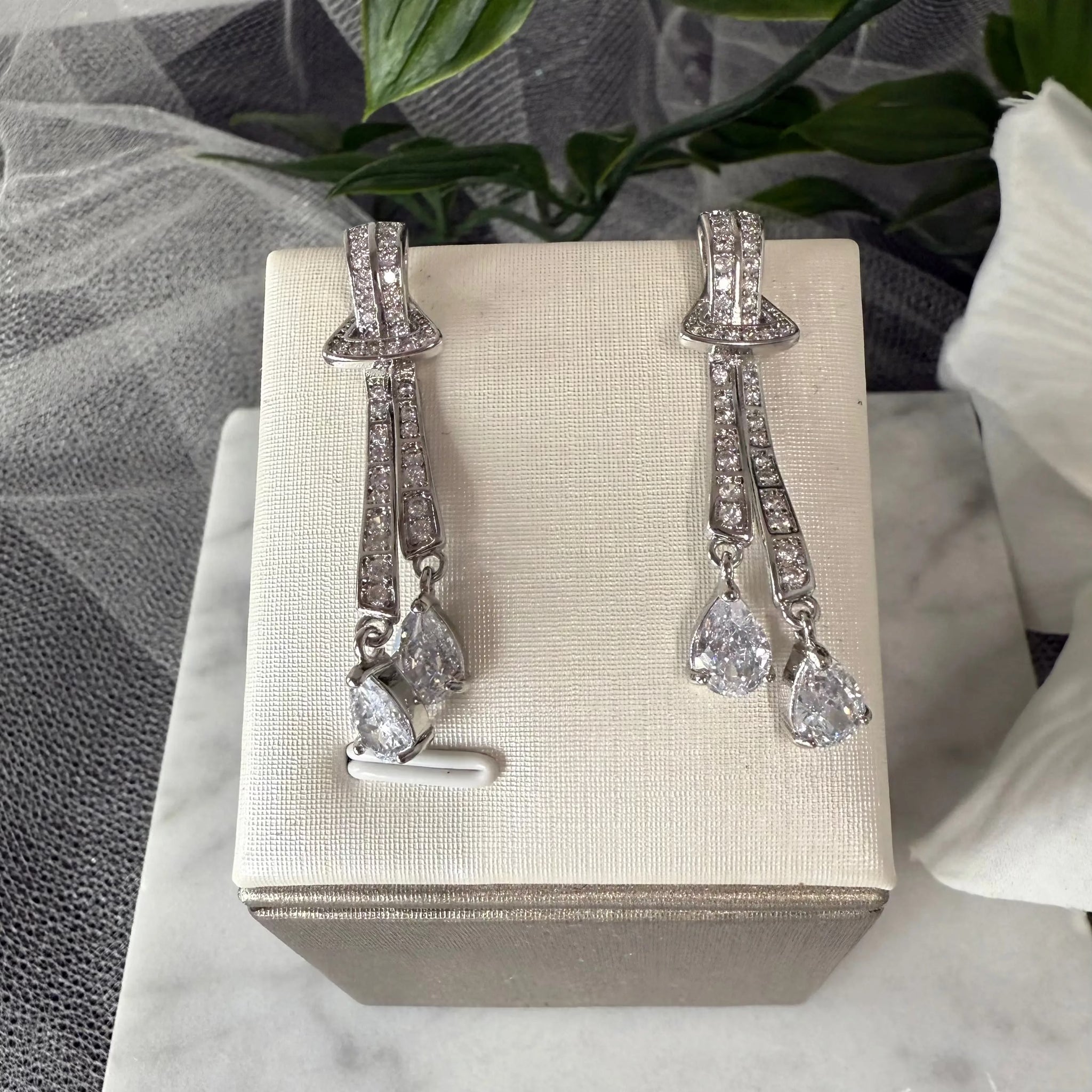 Aurora CZ Teardrop Bridal Earrings Divine Bridal