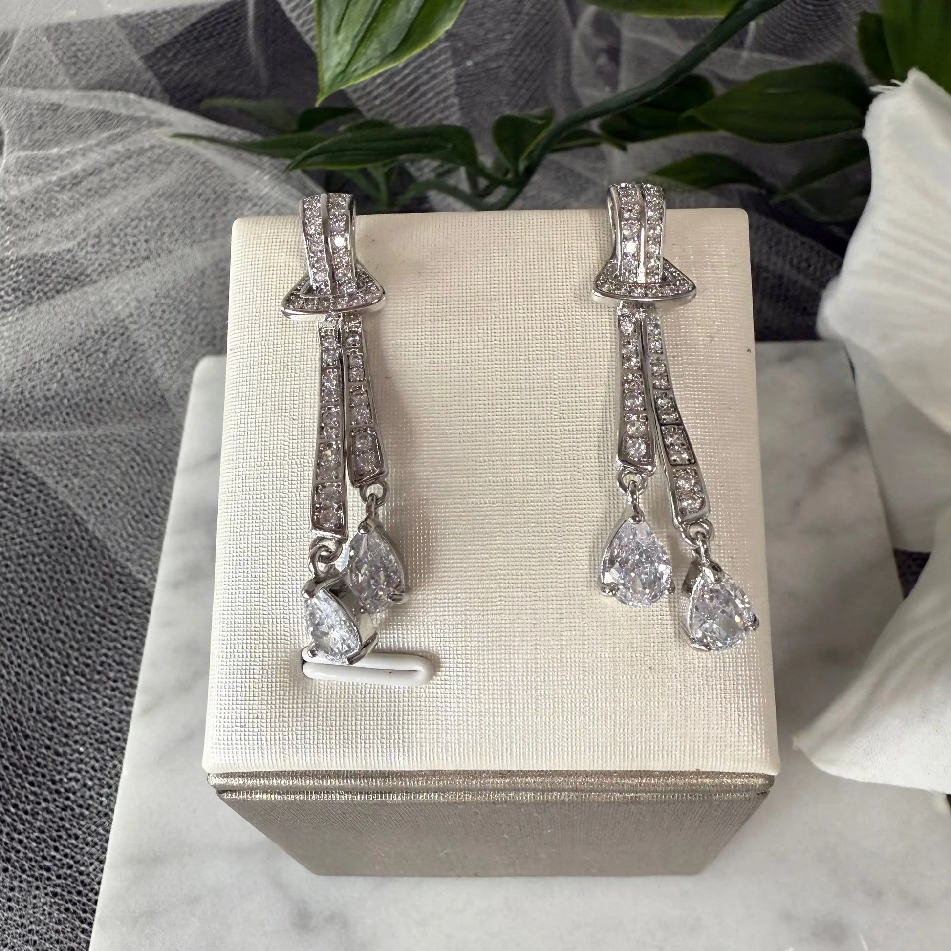 Aurora CZ Teardrop Bridal Earrings Divine Bridal