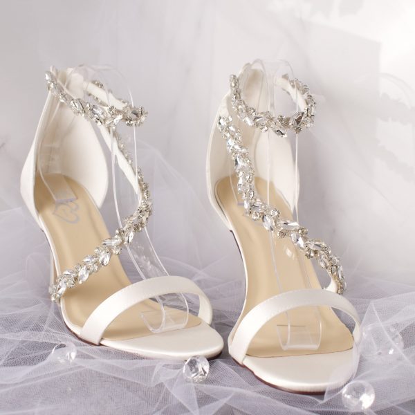 Oksana Open Toe Diamante Ankle Strap Wedding Bridal Shoe