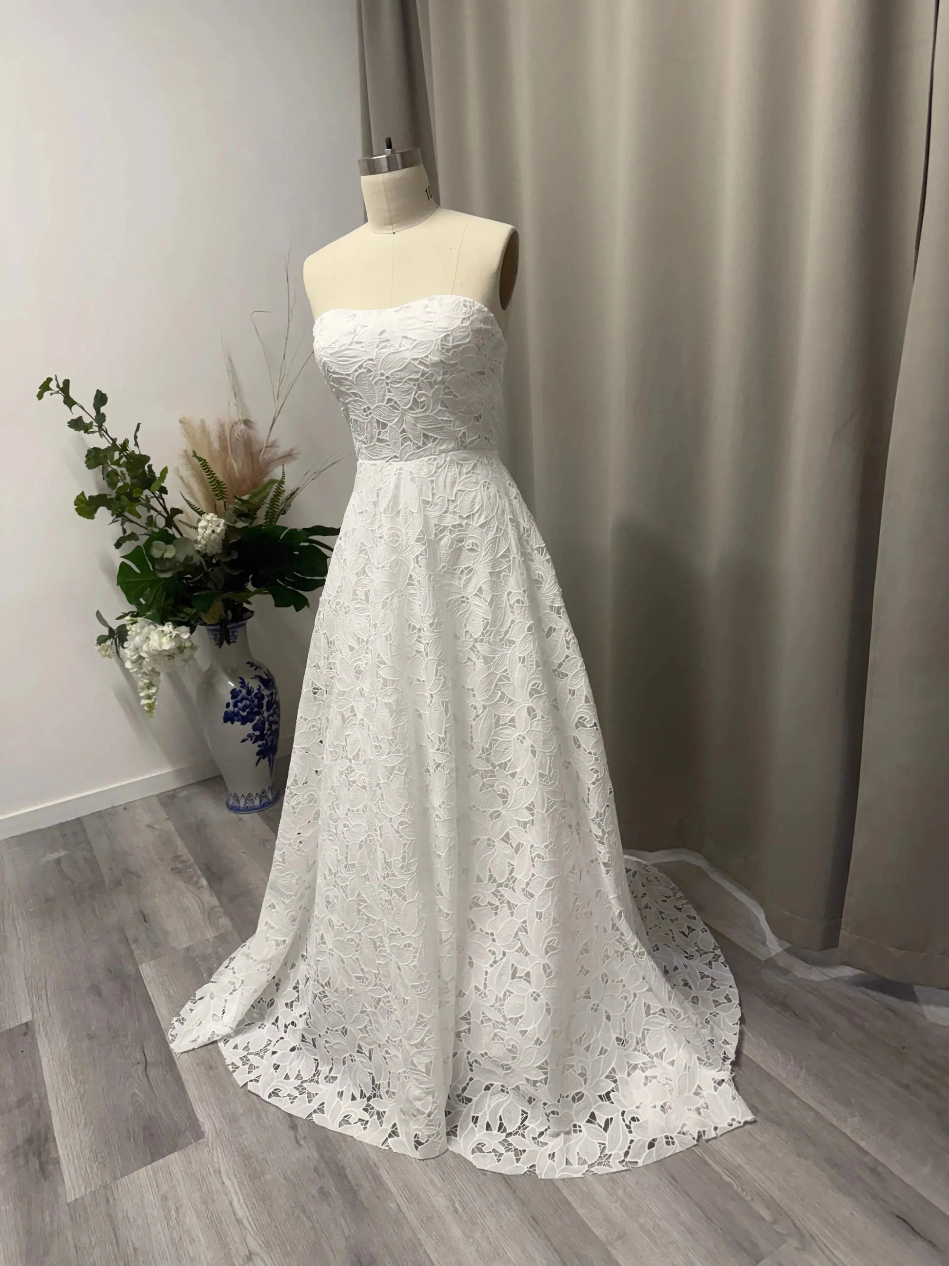 Cassandra Strapless Lace Wedding Dress.