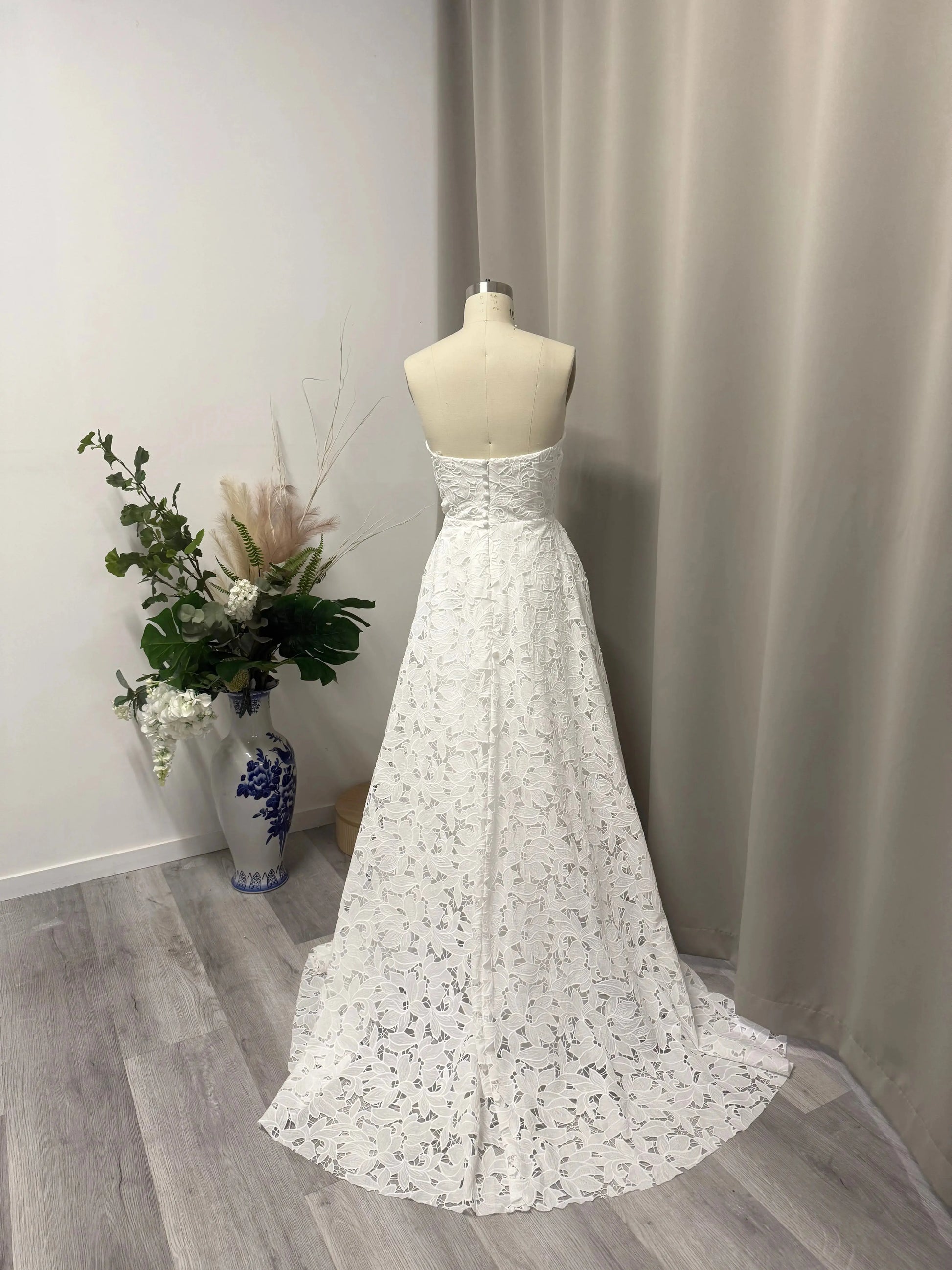 Cassandra Strapless Lace Wedding Dress.