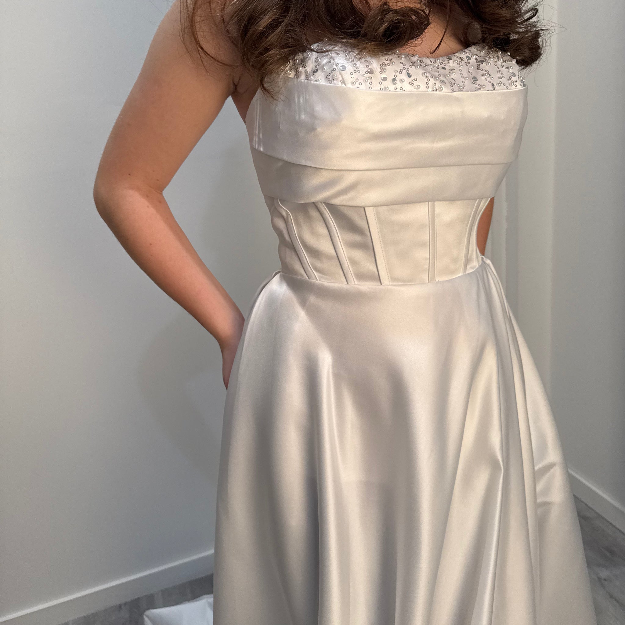 Celestia Debutante Dress with fitted bodice and flowing layered tulle skirt – Divine Bridal Melbourne.