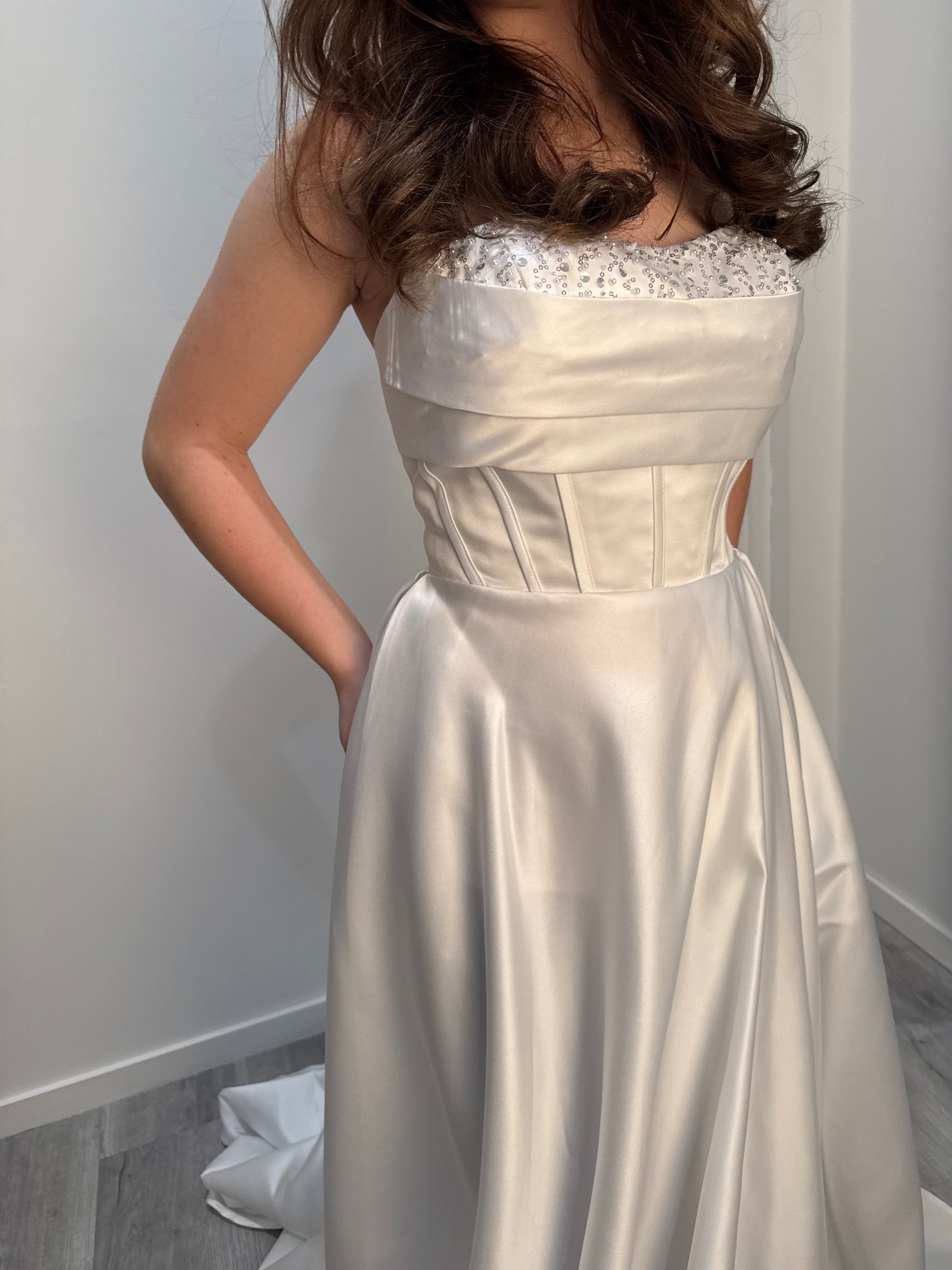 Celestia Debutante Dress with fitted bodice and flowing layered tulle skirt – Divine Bridal Melbourne.