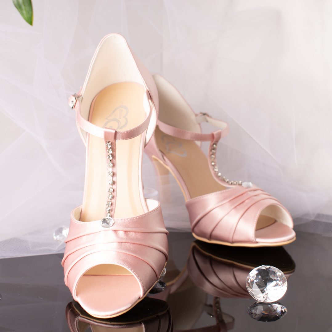 Allure Diamante T-bar Strap Peep Toe Bridal Wedding Shoe