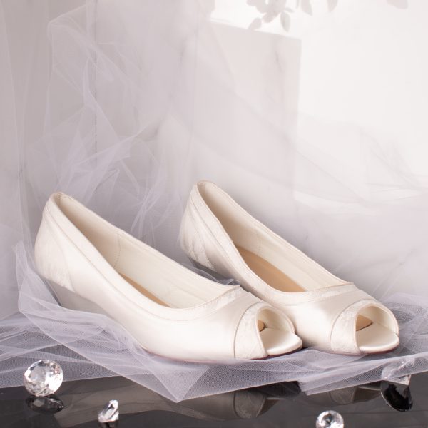 Holly Peep Toe Wedge lace Wedding Bridal Shoe
