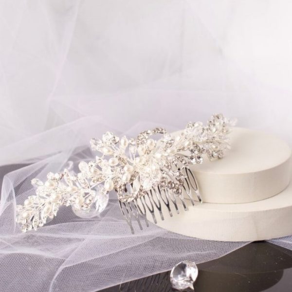 Polly Crystal Pearl Bridal Wedding Hair Comb