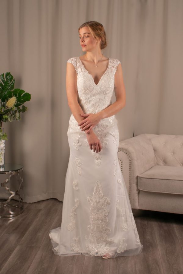Caroline V-Neckline Lace Mermaid Wedding Dress