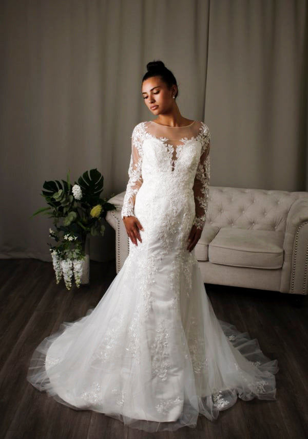 Estella – Long Sleeve Lace Mermaid Bridal Wedding Dress