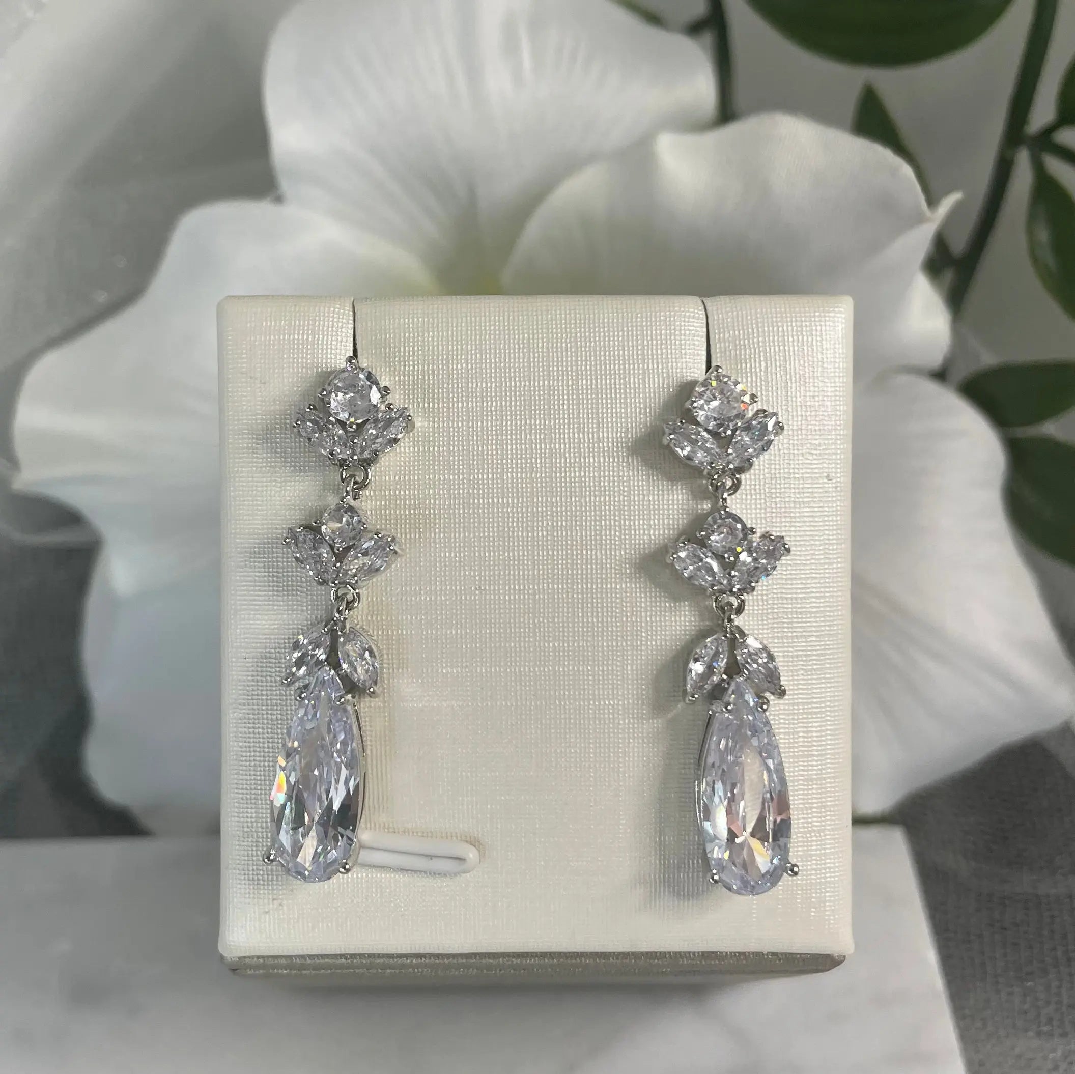 Edith Zircon Silver Bridal Earrings | Divine Bridal.