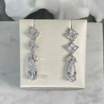 Edith Zircon Silver Bridal Earrings | Divine Bridal.