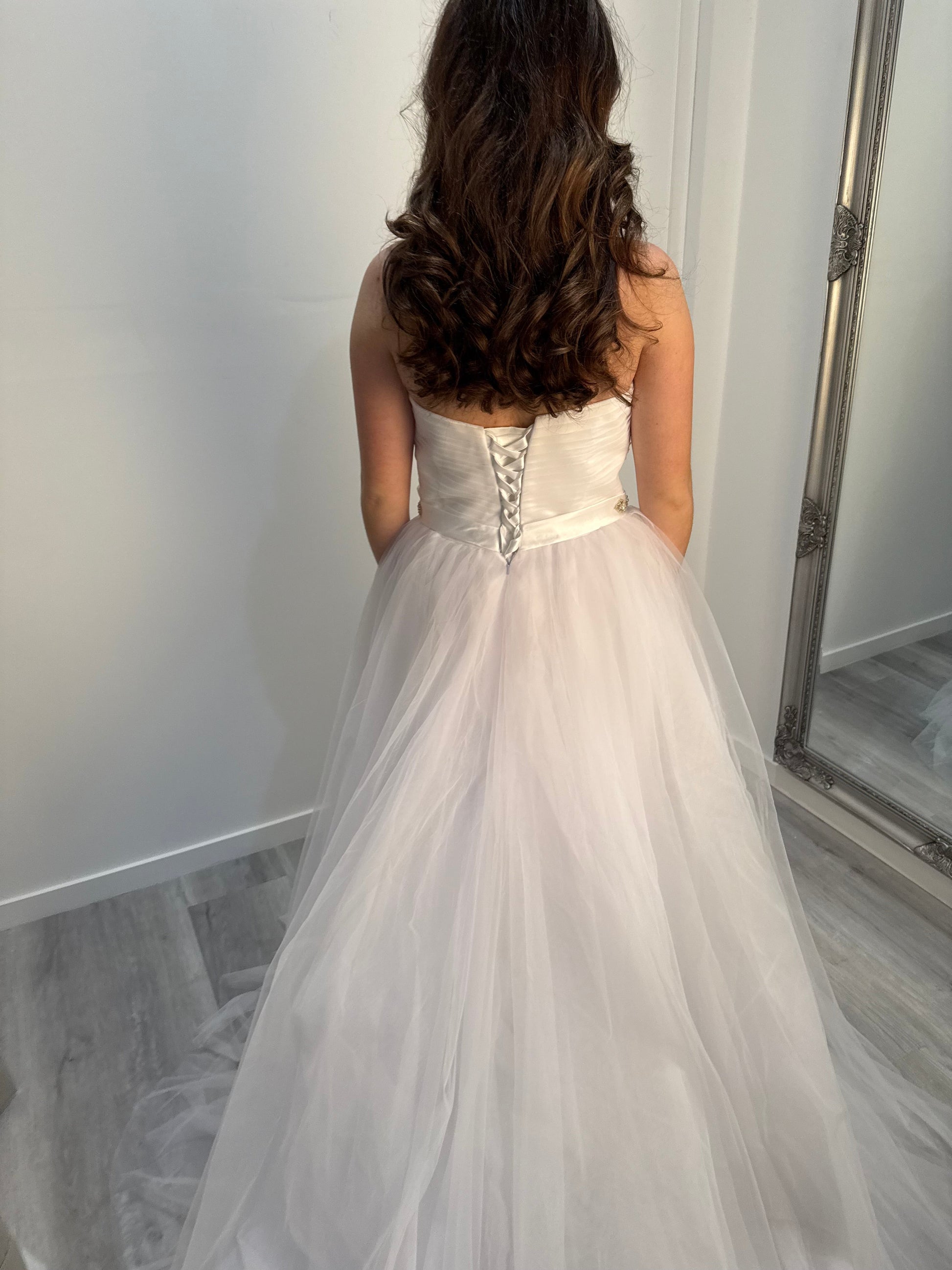 White deb dress on a white background