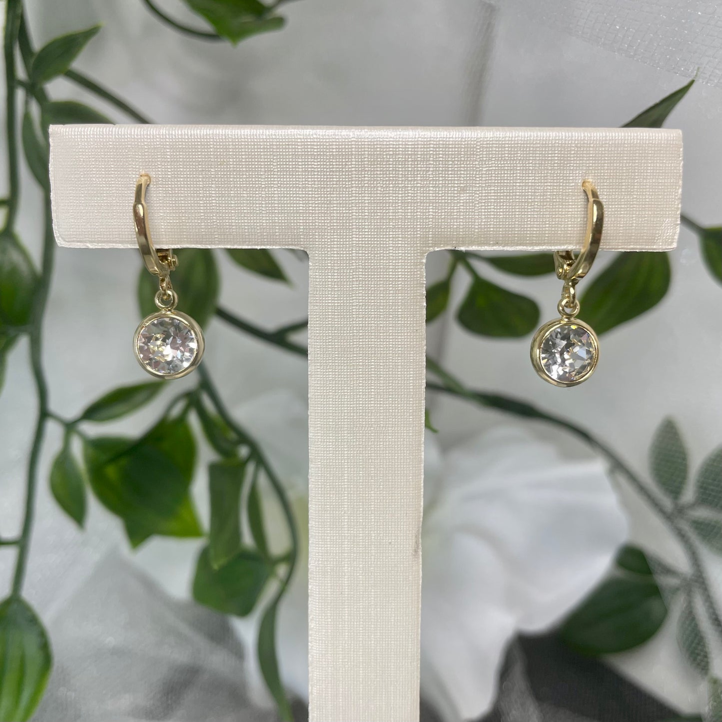 Georgini Gold bridal earrings featuring Swarovski crystal CZ by Divine Bridal.
