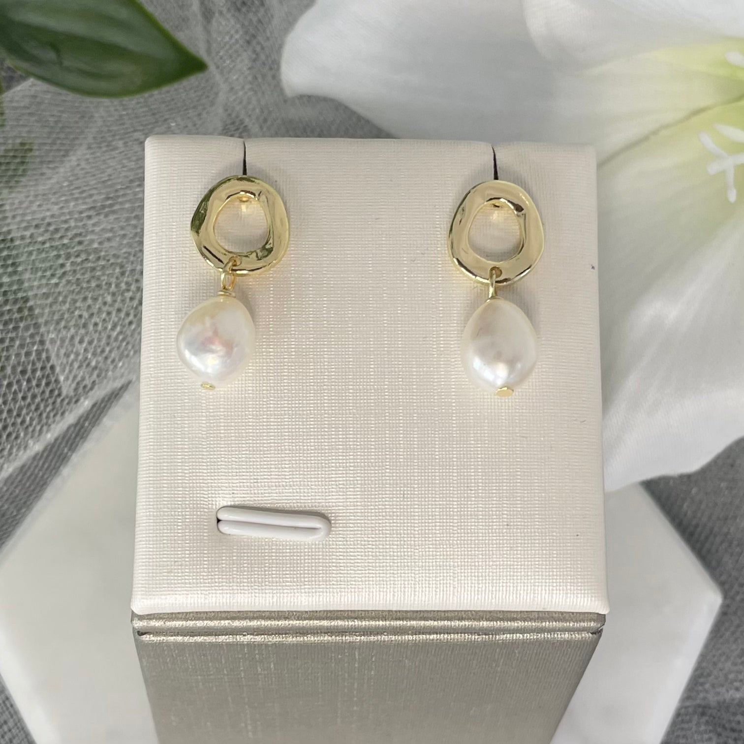 Elegant Baroque Pearl Hoop Earrings from the Marika Collection - Fashionable Bridal Jewellery