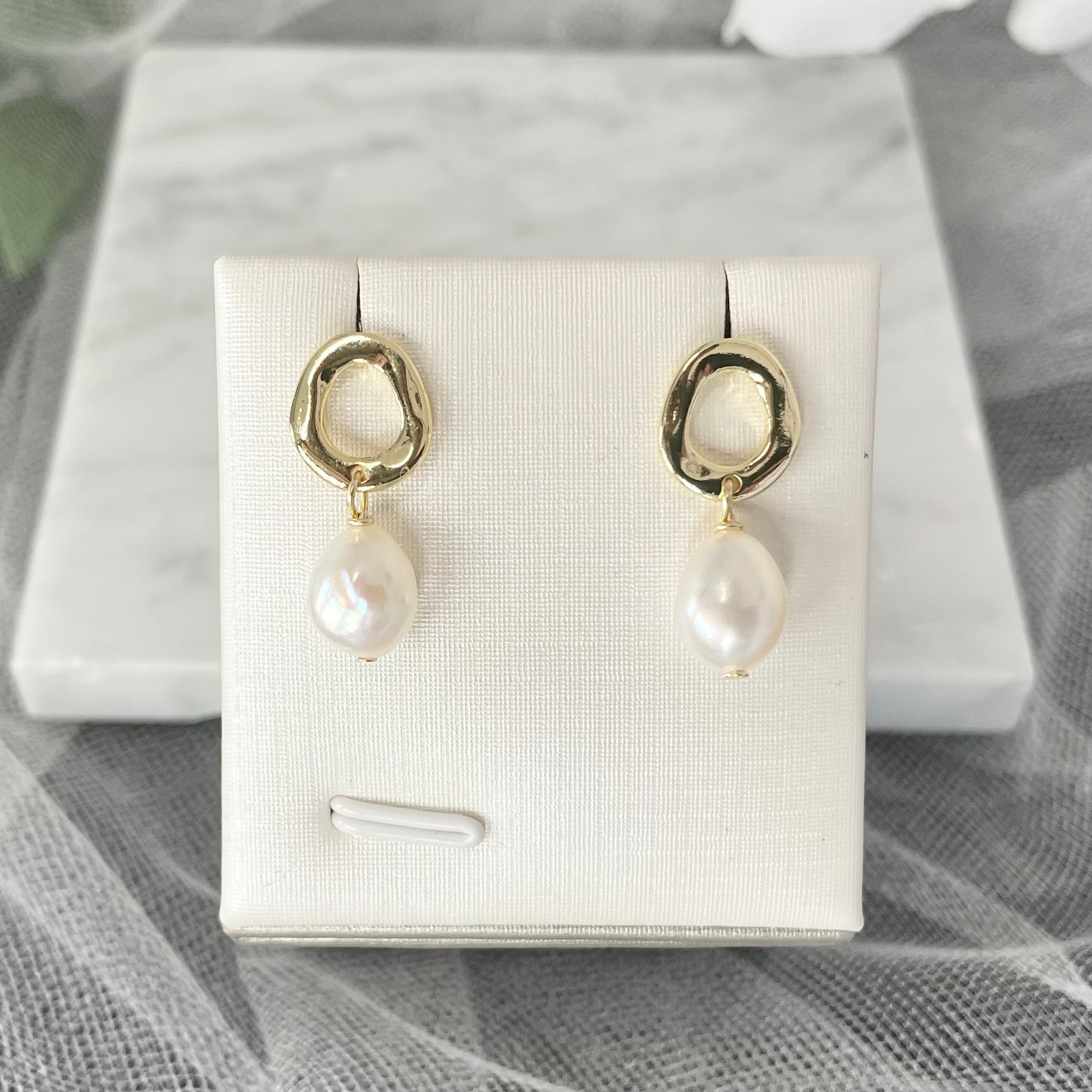 White Baroque Freshwater Pearl Earrings, Ideal for Wedding and Bridal Fashion - Divine Bridal