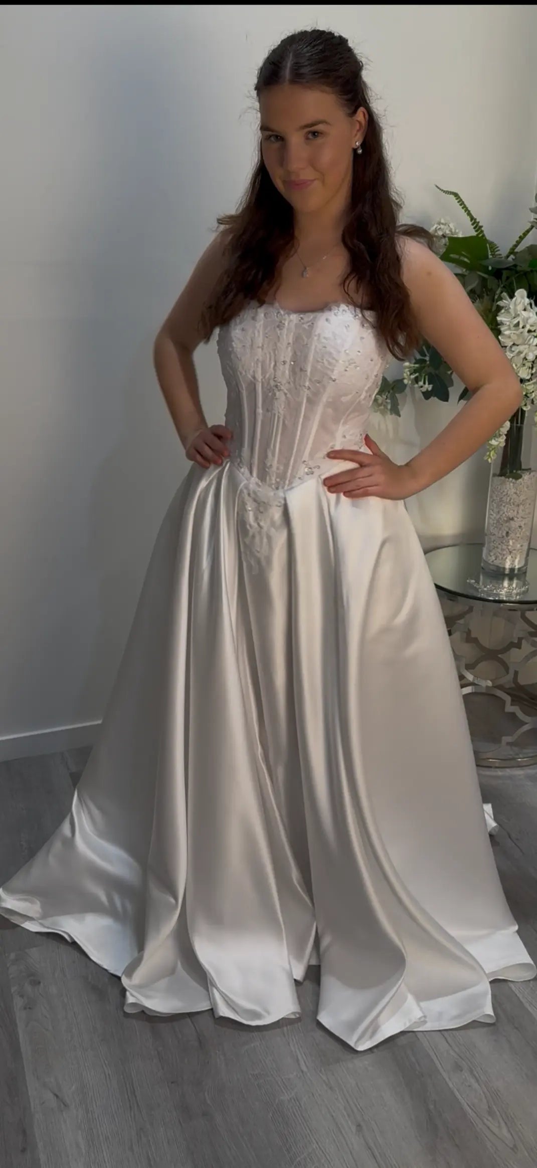 Girl wearing dress showcasing the front