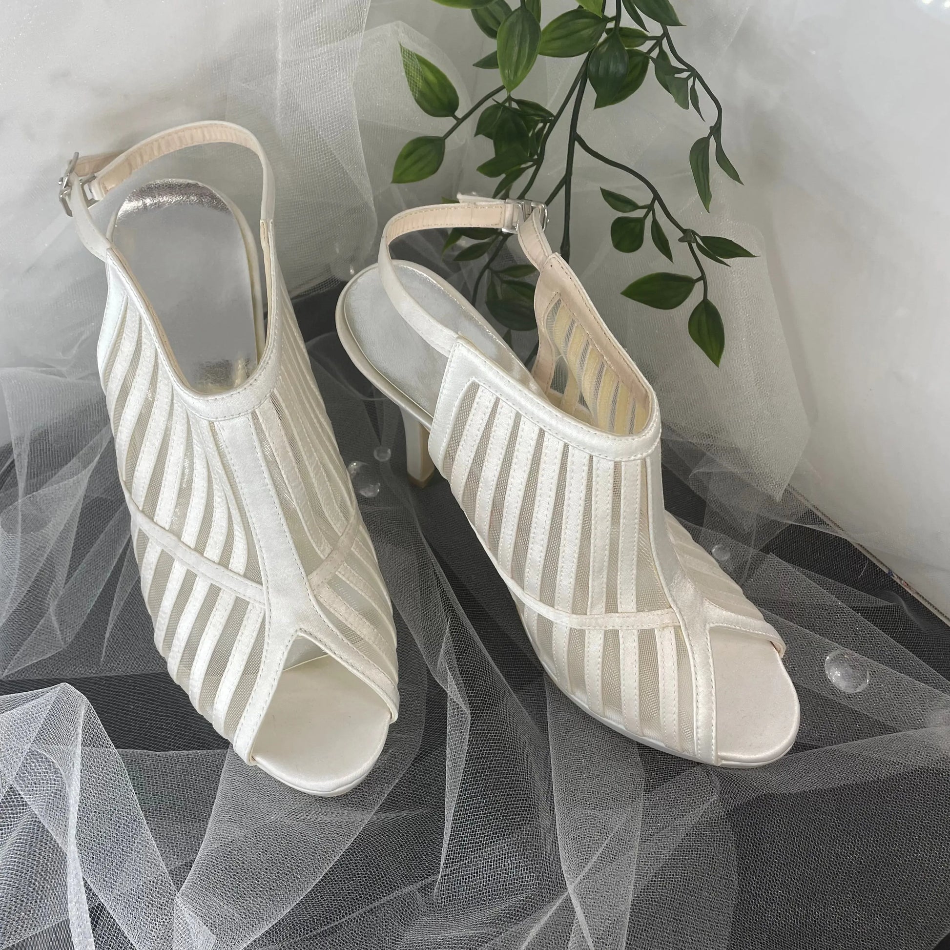 Gladiator Peep Toe High Heel Wedding Bridal Shoe.