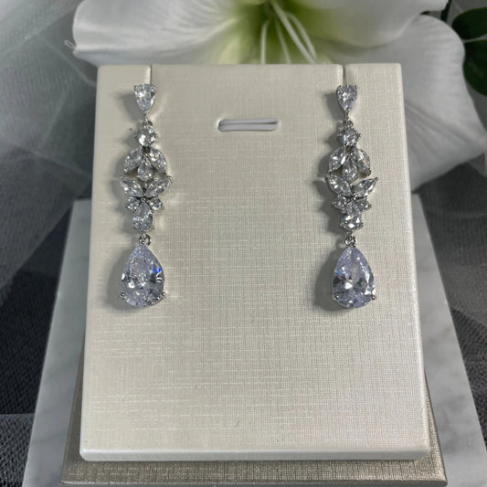 Greta Elegant Bridal Drop Earrings | Divine Bridal.