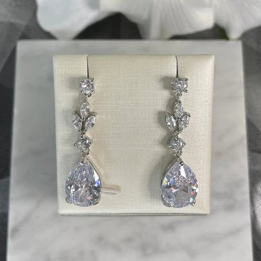Hana Crystal Water Drop Earrings for Brides | Divine Bridal.