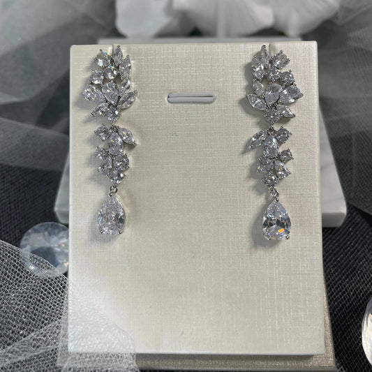 Hilda Luxurious CZ Bridal Drop Earrings | Divine Bridal.