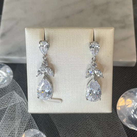 Holly Silver Teardrop Earrings | Divine Bridal.