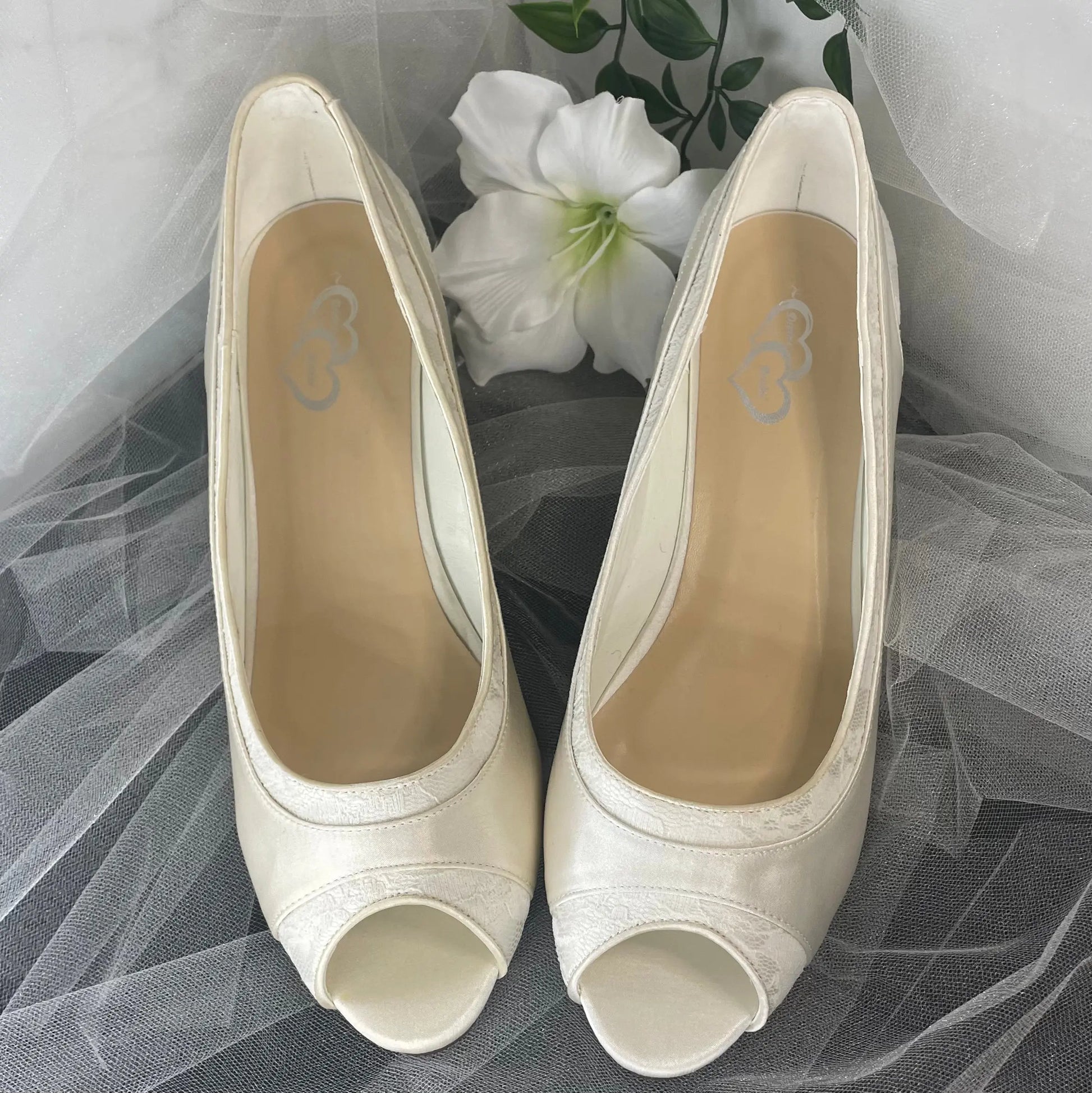 Holly Peep Toe Wedge lace Wedding Bridal Shoe.