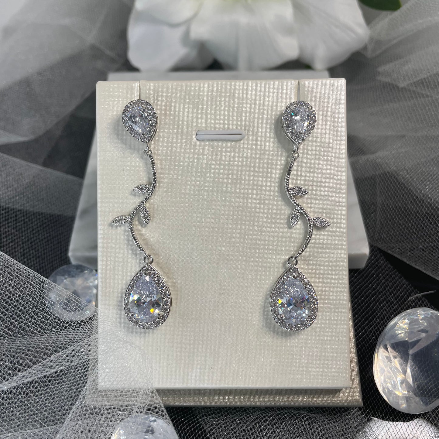Katty Water Drop Crystal Stone wedding Bridal Earrings