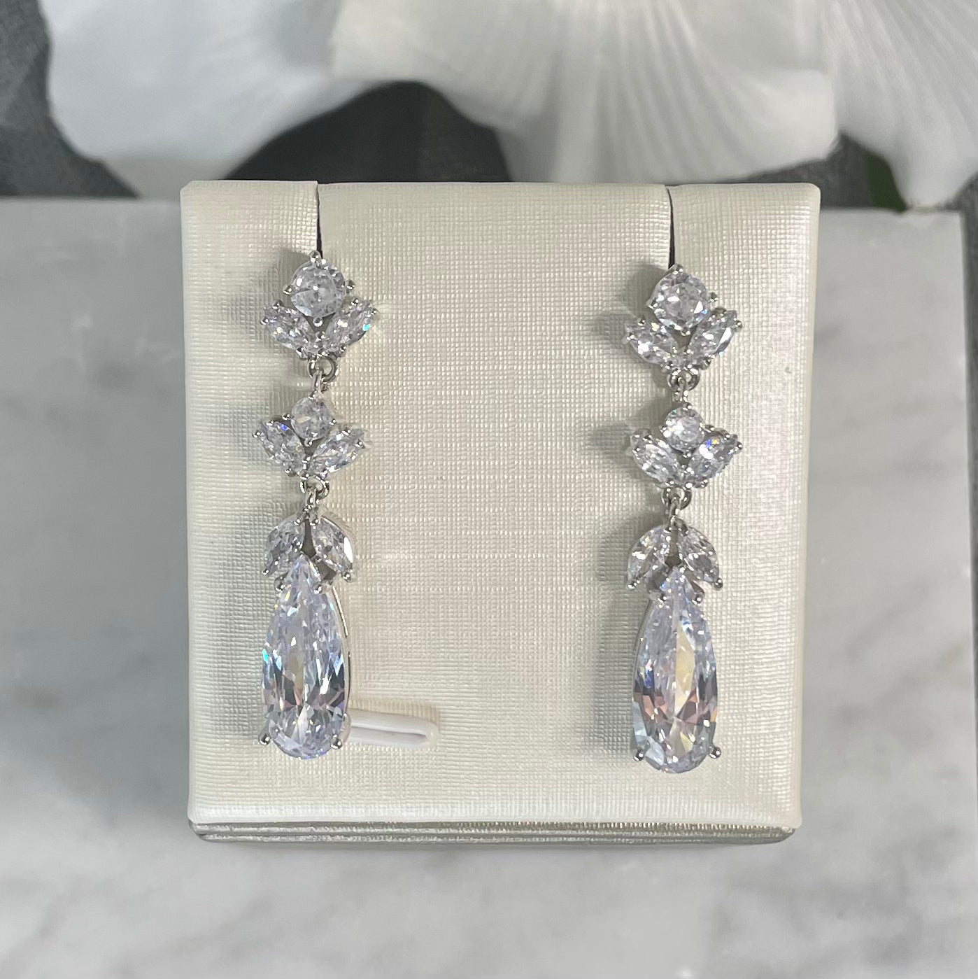 Edith Sterling Silver Bridal Earrings with Elegant Zircon Tassels - Divine Bridal
