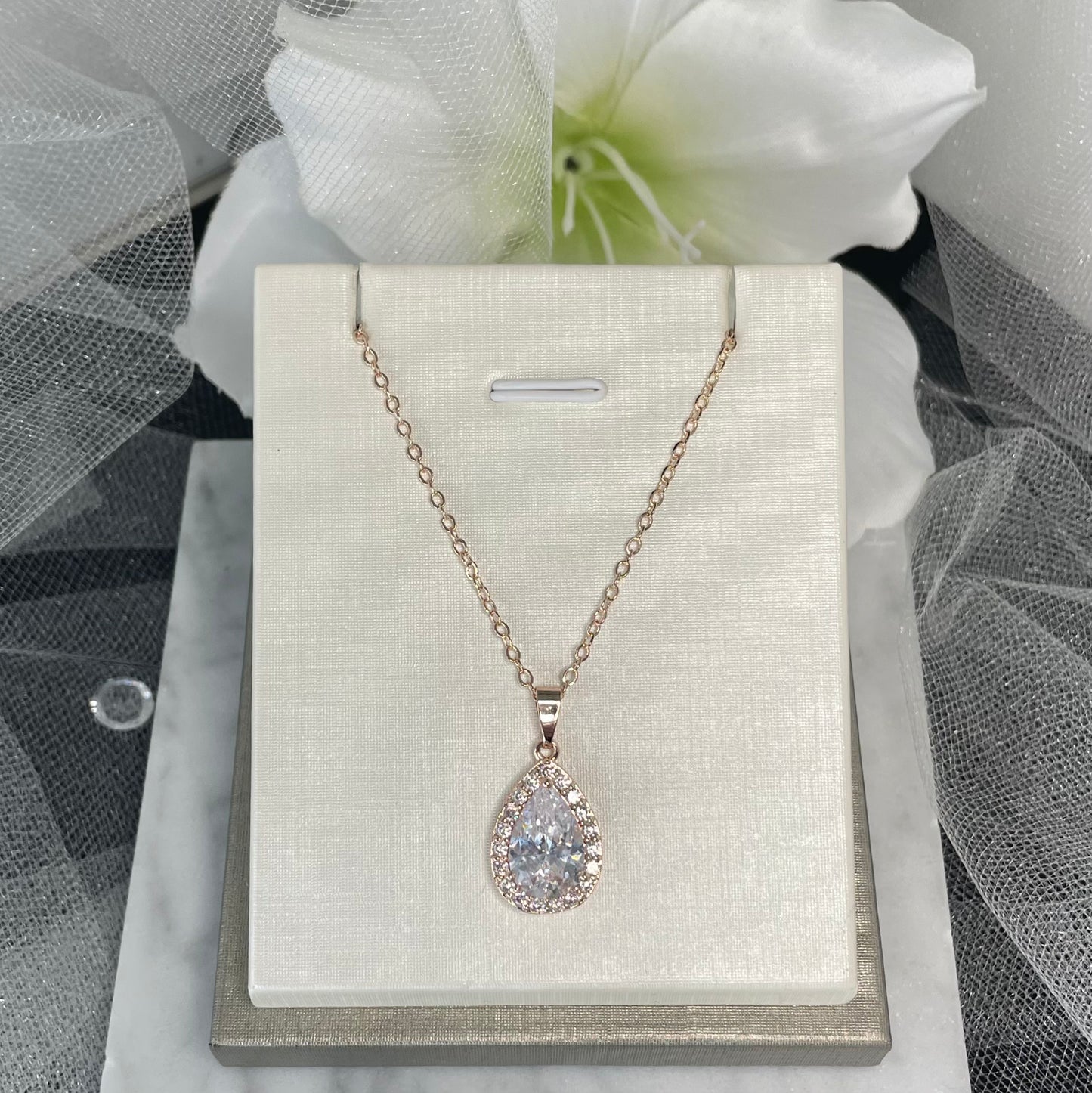 Cascade crystal wedding necklace