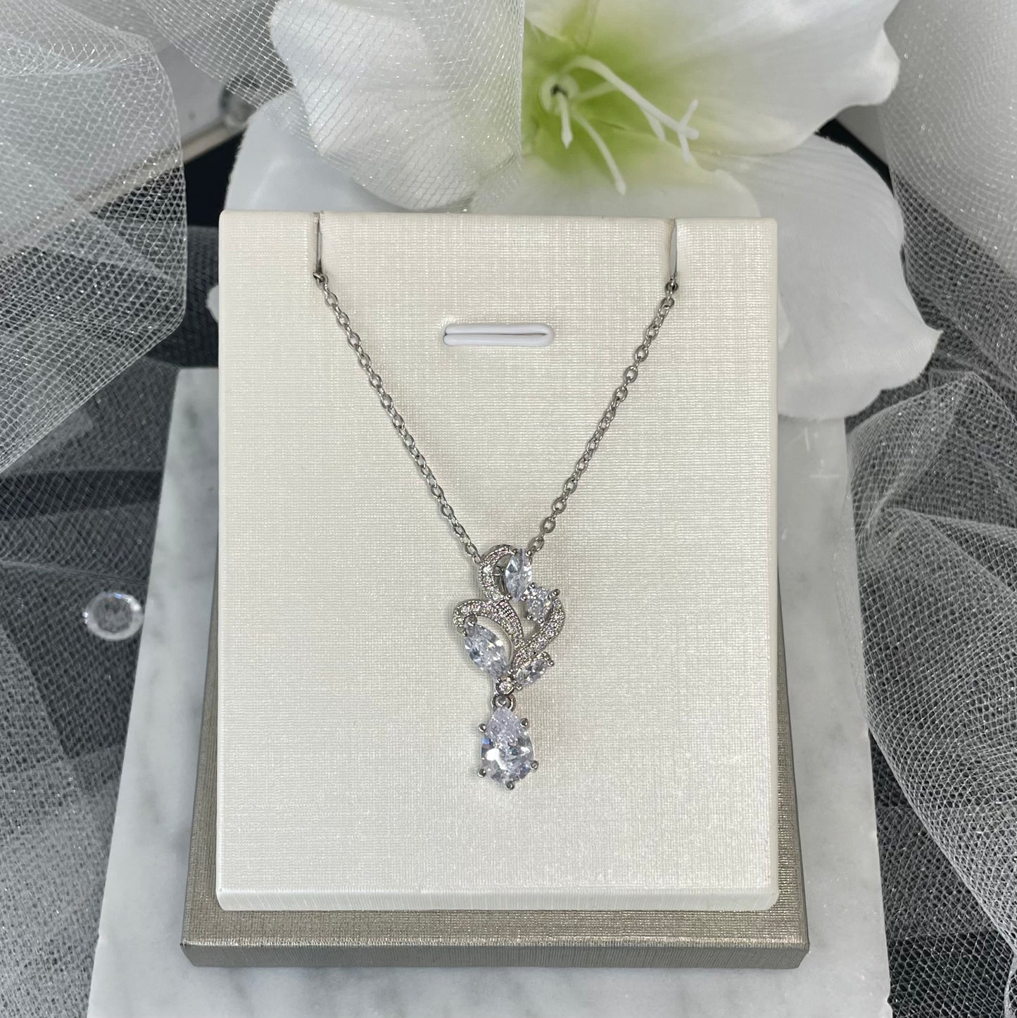 Bluebell wedding crystal necklace