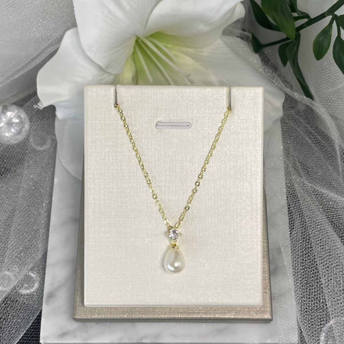 Luna Crystal and pearl necklace