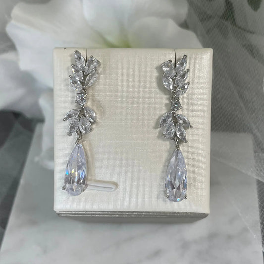 Irene Long Earrings: Timeless Bridal Elegance from Divine Bridal.