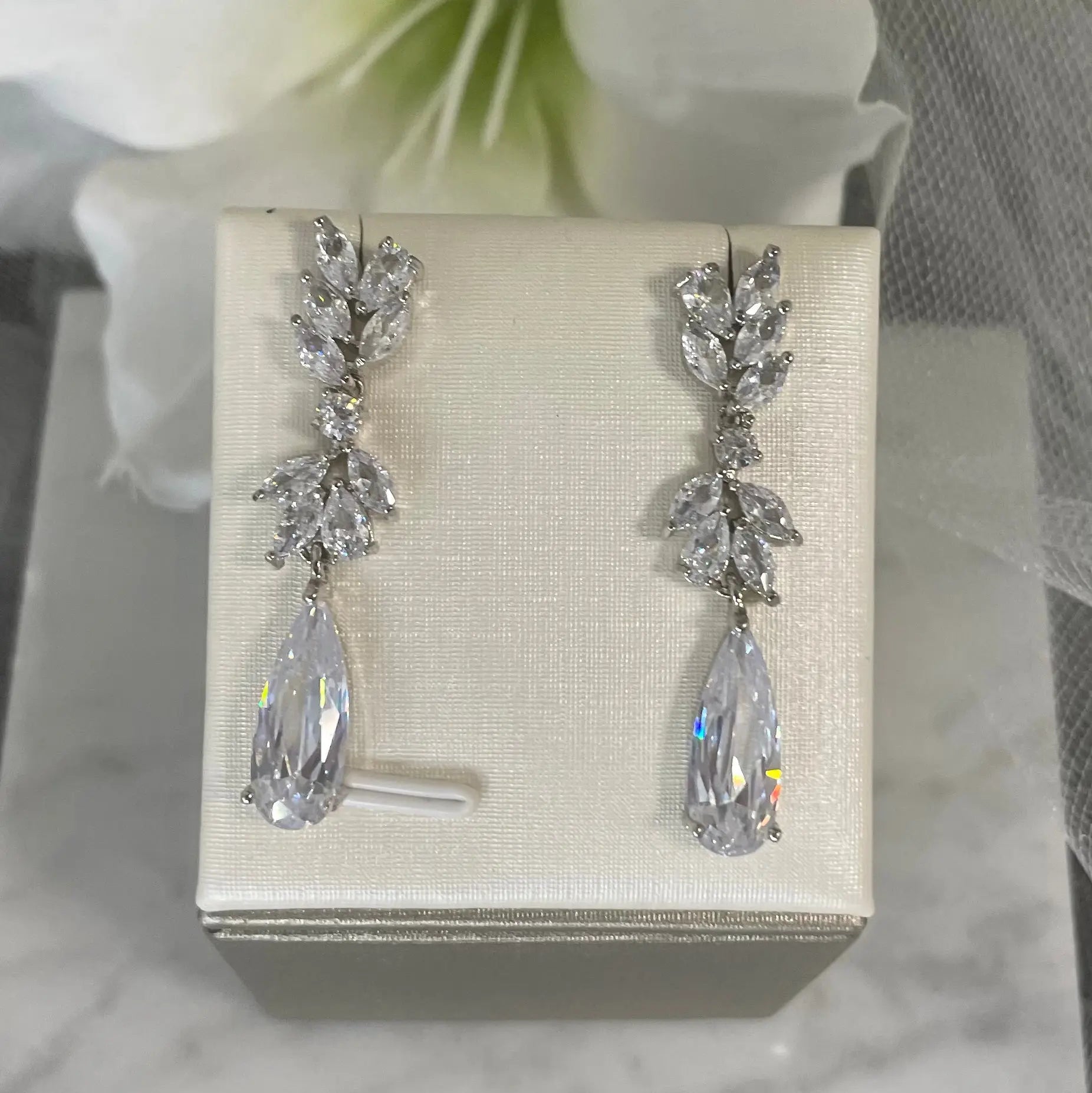 Irene Long Earrings: Timeless Bridal Elegance from Divine Bridal.