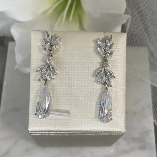 Irene Long Earrings: Timeless Bridal Elegance from Divine Bridal.