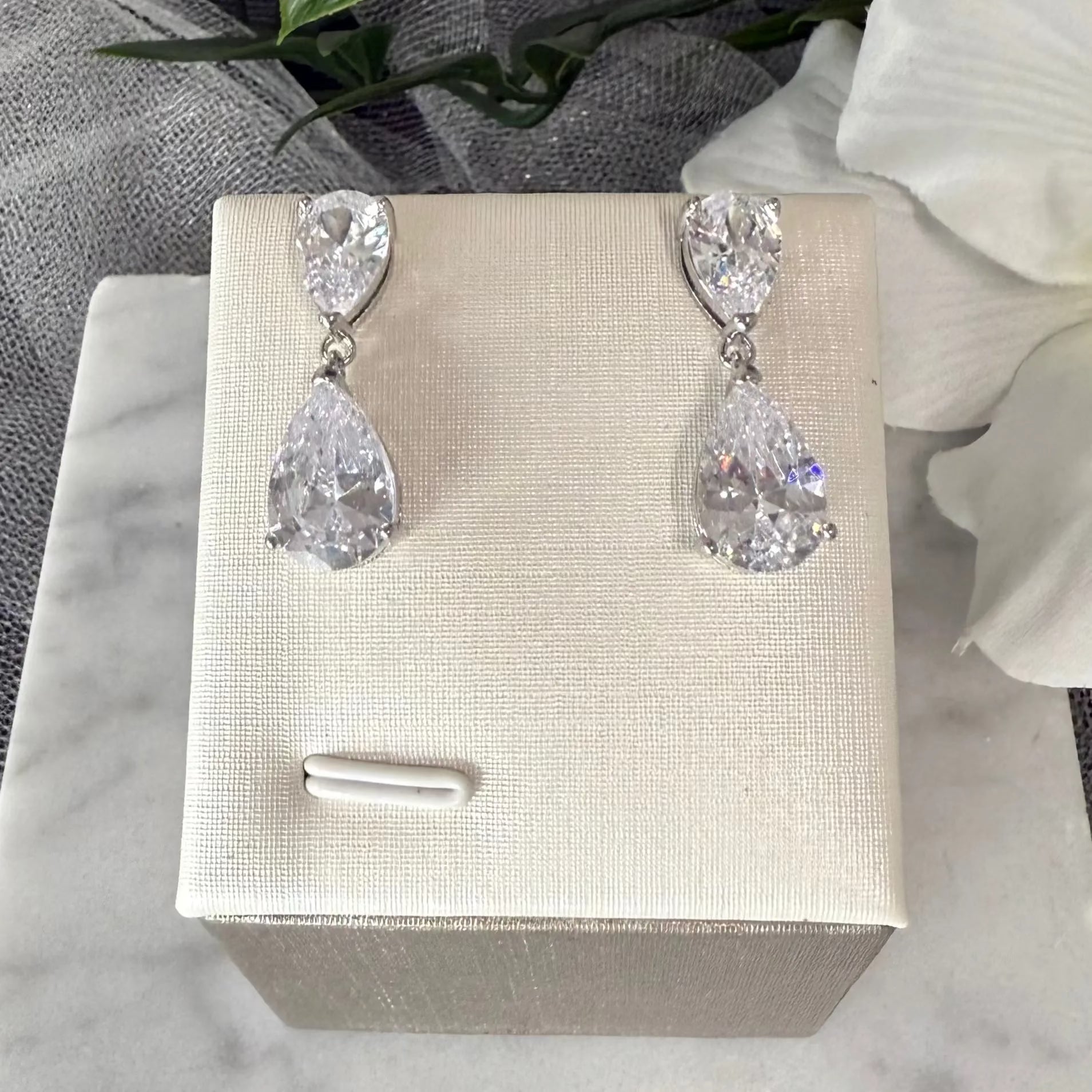 Isadora CZ Bridal Drop Earrings Divine Bridal