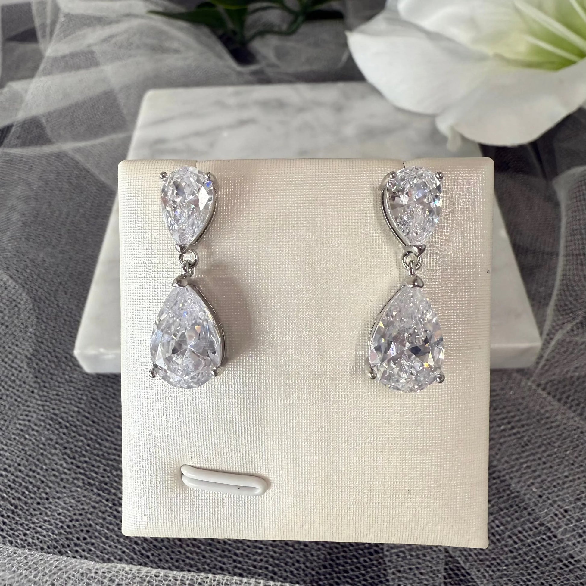 Isadora CZ Bridal Drop Earrings Divine Bridal