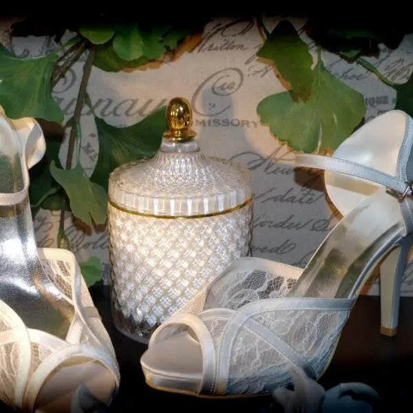 Joyce Lace High Heel Sandals Wedding Bridal Shoe.