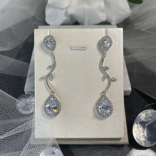 Katty Crystal CZ Water Drop Bridal Earrings | Divine Bridal.