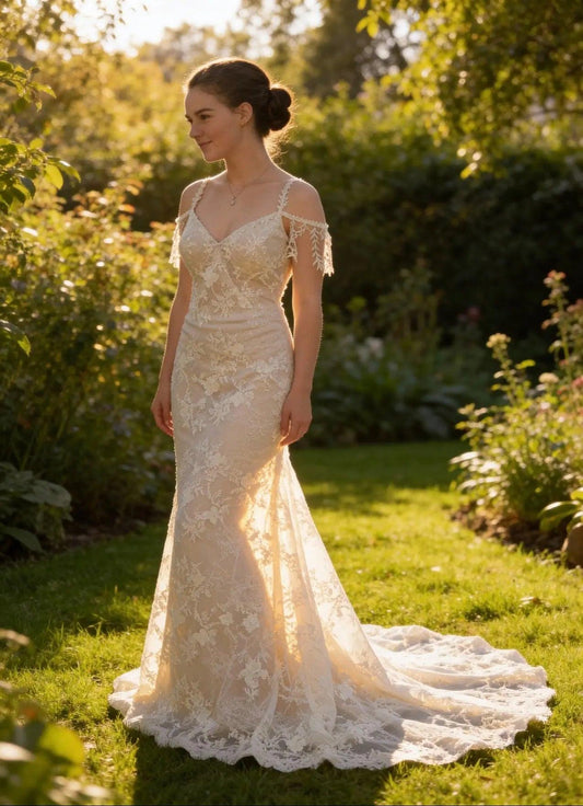 Koral Boho Wedding Dress – Bohemian Elegance.