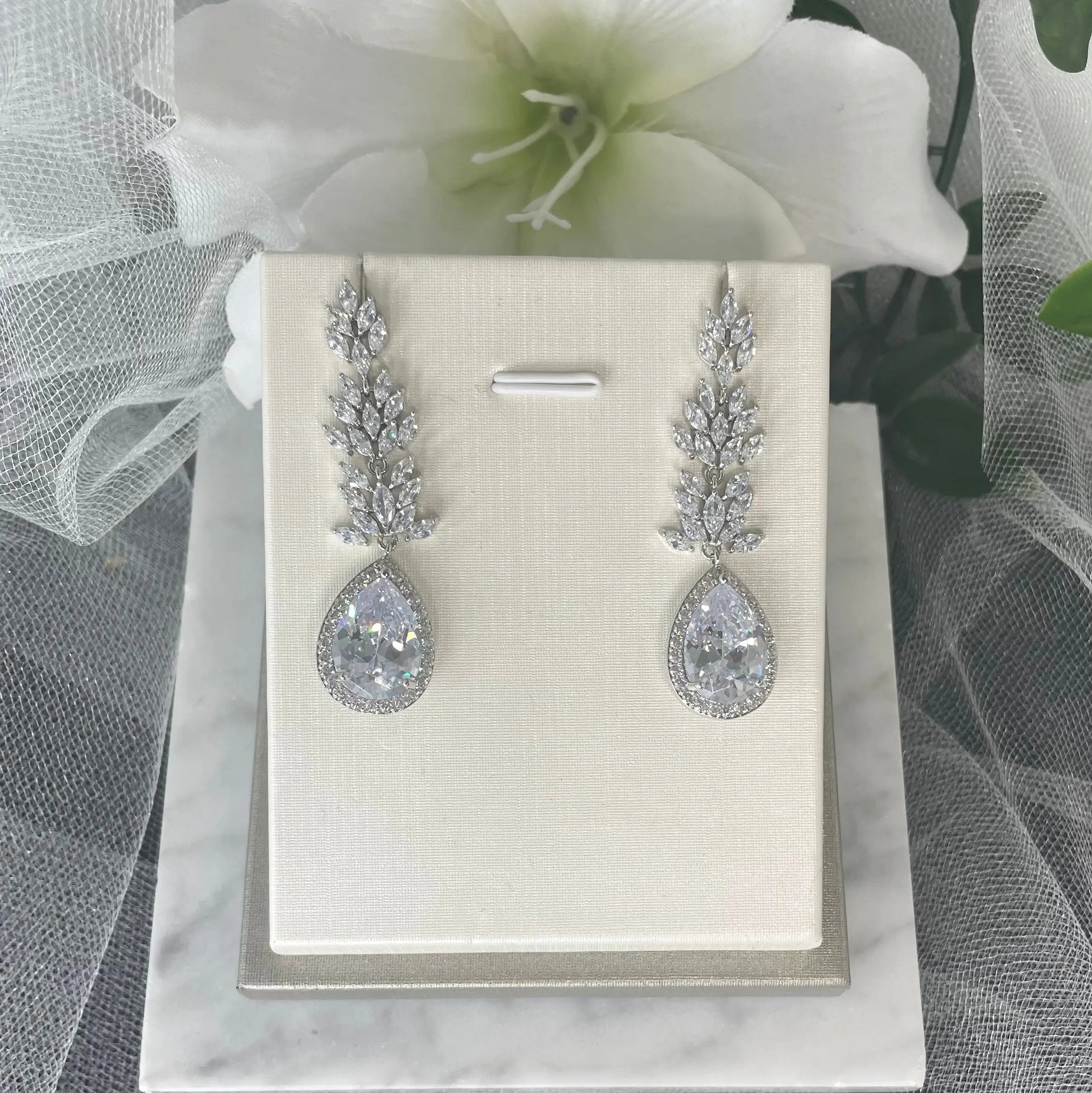 Madonna Bridal Drop Earrings Silver – Bridal & Special Occasion Jewellery.