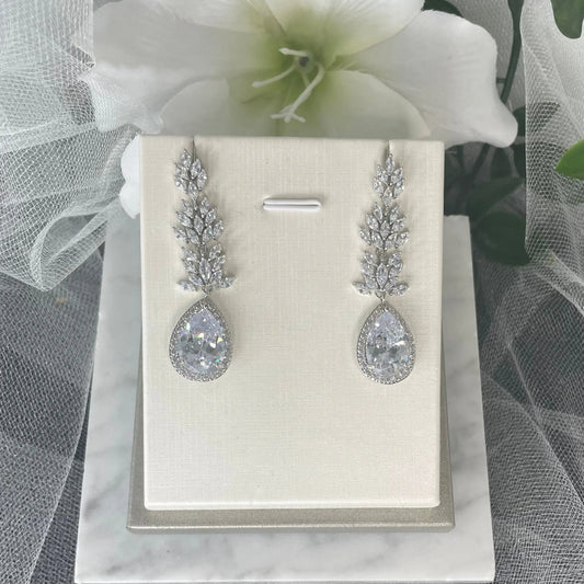Madonna Bridal Drop Earrings Silver – Bridal & Special Occasion Jewellery.