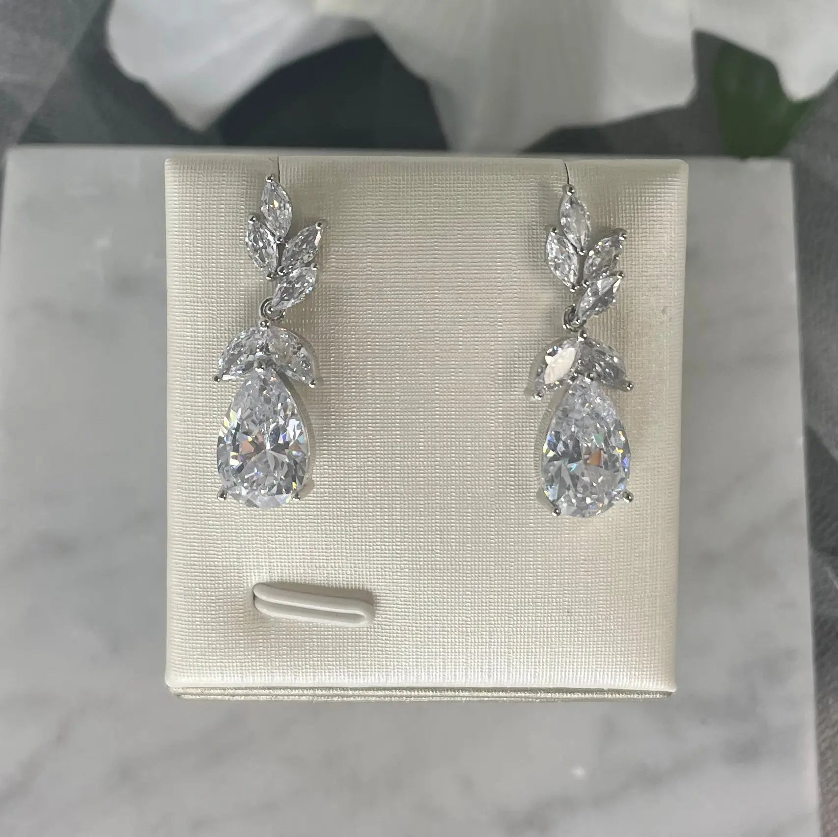 Maisie CZ Elegance Bridal Drop Earrings | Divine Bridal.