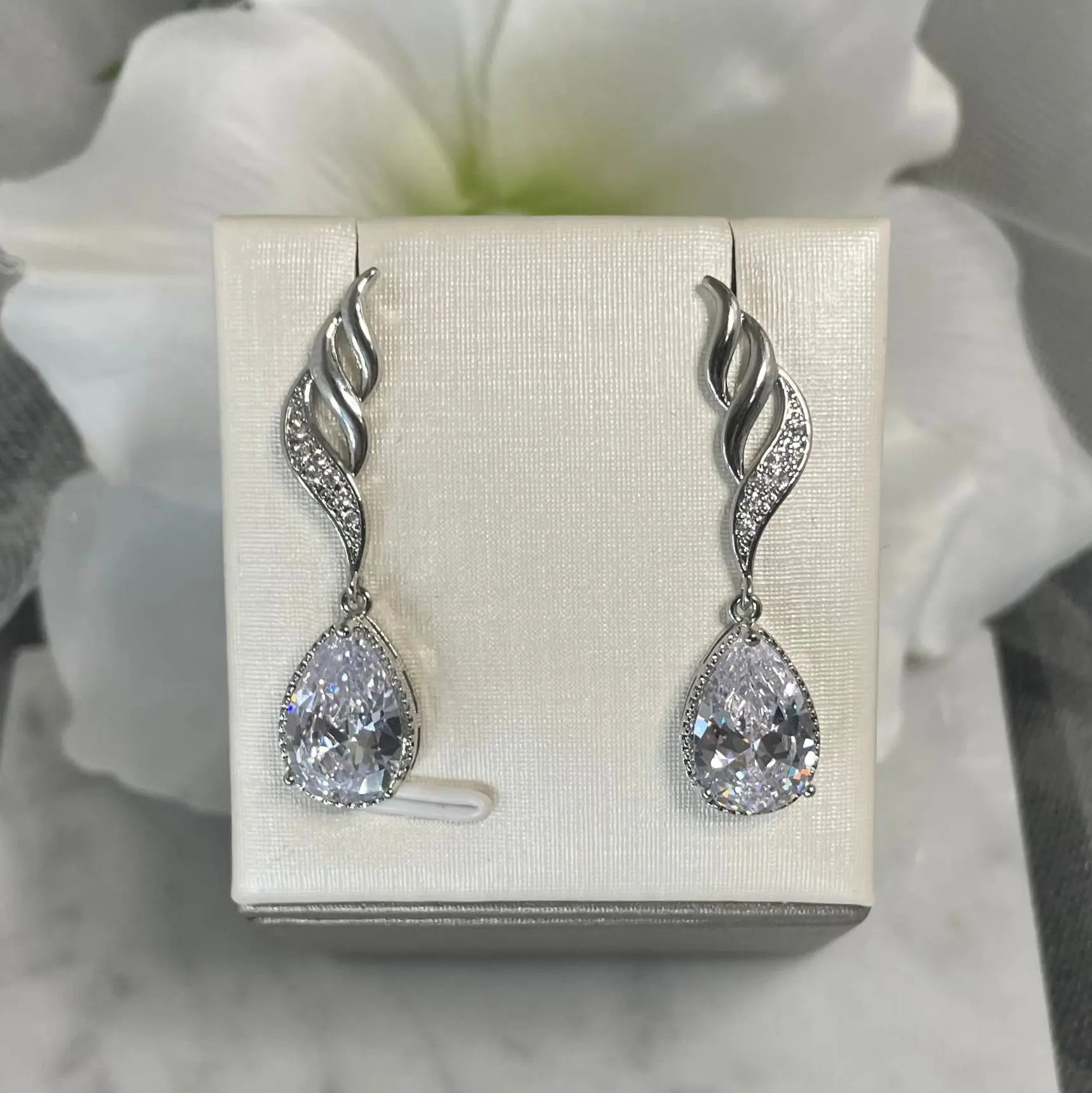 Marie Crystal Earrings: Elegant Teardrop Earrings Design for Bridal and Special Occasions.