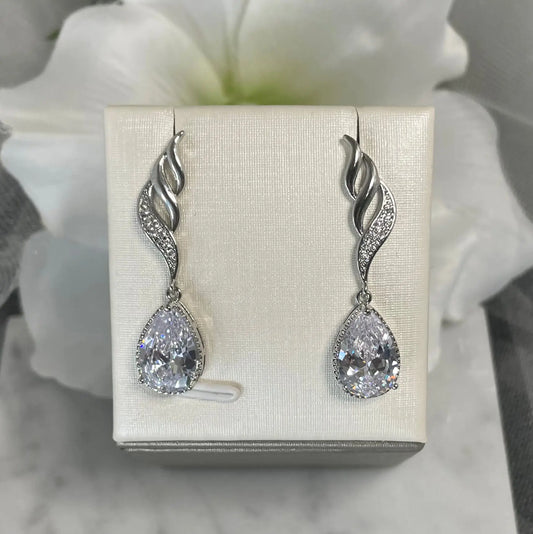 Marie Crystal Earrings: Elegant Teardrop Earrings Design for Bridal and Special Occasions.
