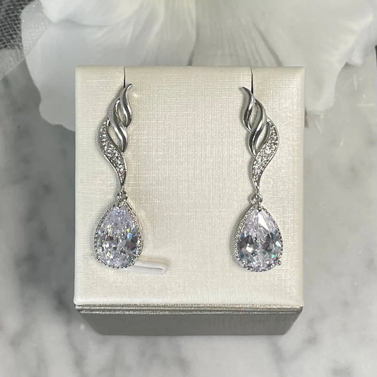 Marie Crystal Earrings: Elegant Teardrop Earrings Design for Bridal and Special Occasions.