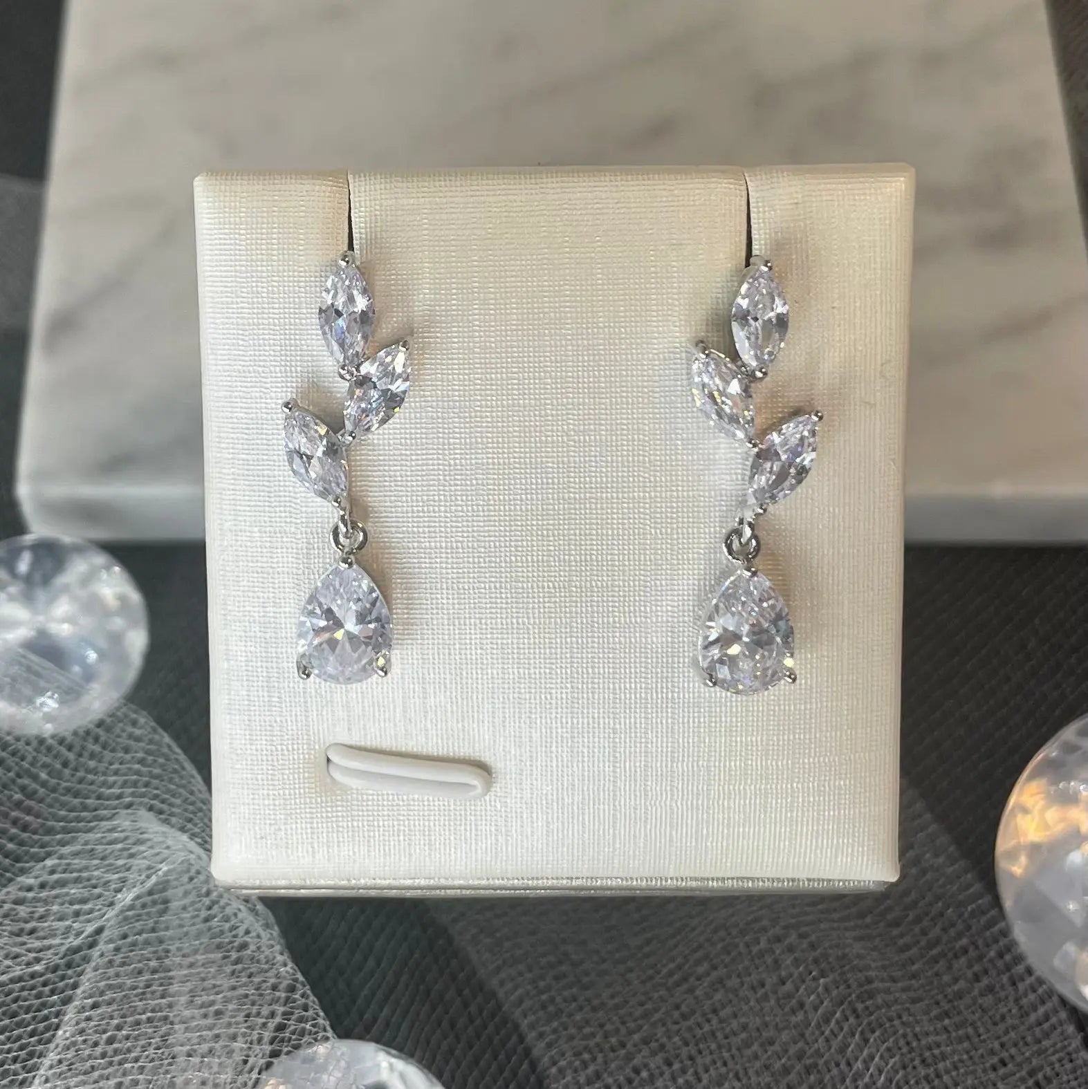 Millie Leaf-Inspired CZ Bridal Earrings | Divine Bridal.