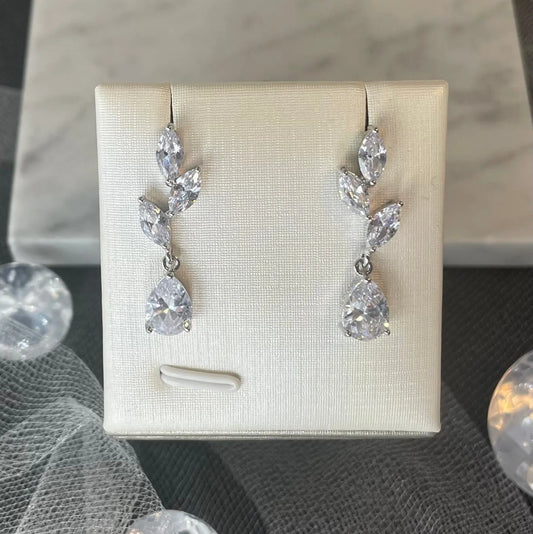 Millie Leaf-Inspired CZ Bridal Earrings | Divine Bridal.