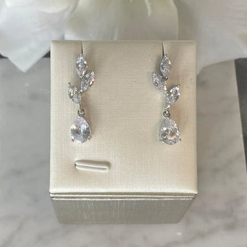 Millie Leaf-Inspired CZ Bridal Earrings | Divine Bridal.