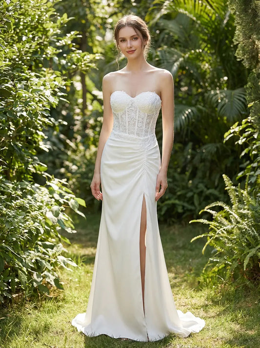 Nova Beaded Lace Mermaid Bridal Gown with Thigh Slit | Divine Bridal Melbourne.