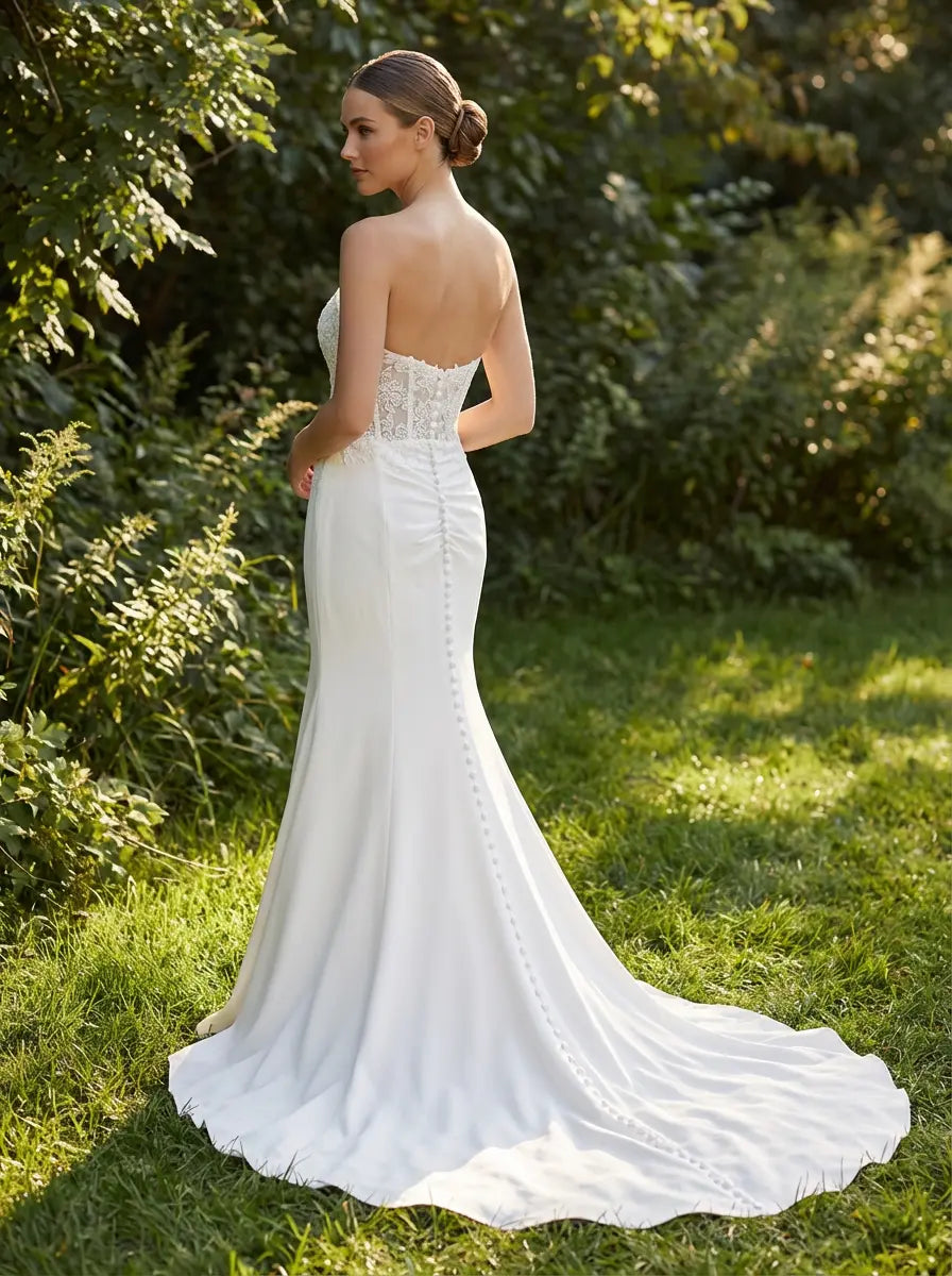 Nova Beaded Lace Mermaid Bridal Gown with Thigh Slit | Divine Bridal Melbourne.