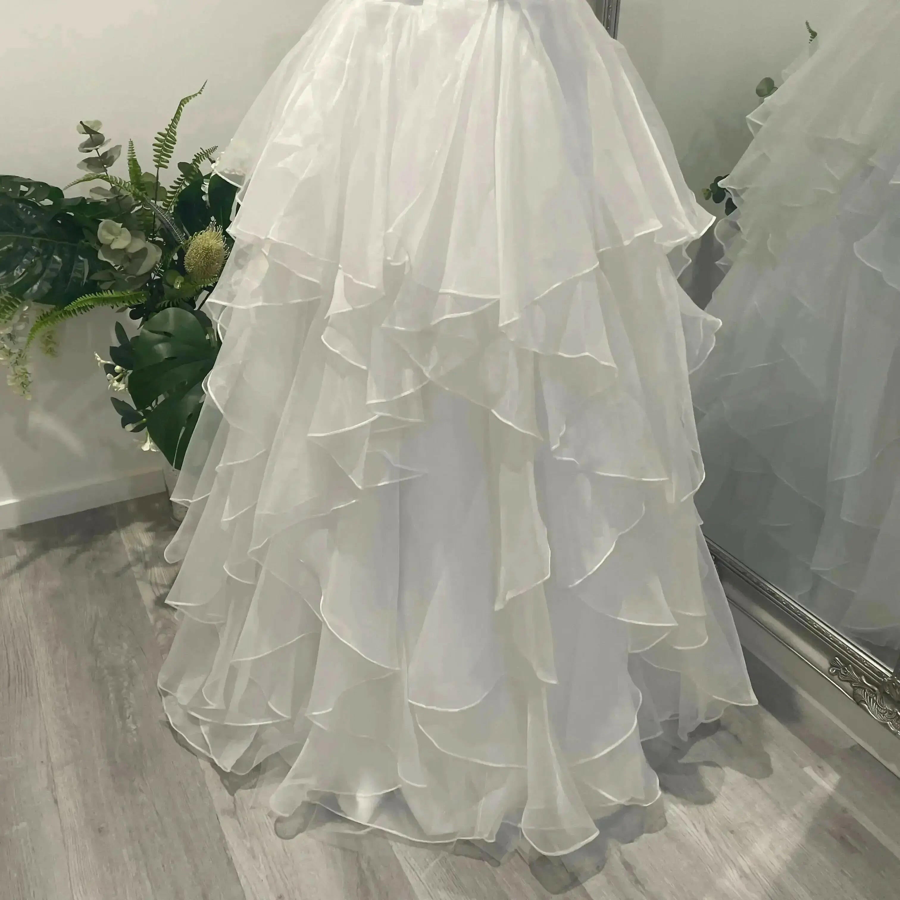 Organza ruffle skirt with flowing layers